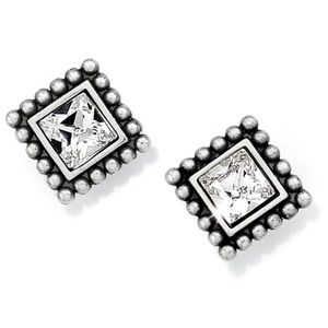 Brighton Sparkle Square Silver Mini Post Earrings